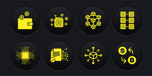 set processor mining farm smart contract vector image