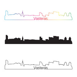 Vasteras skyline linear style with rainbow vector