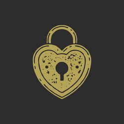 antique hanged lock with loop and keyhole in heart vector image