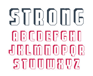 decorative sanserif font with effect of volume vector image