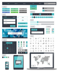 ui kit responsive web design icons template mockup vector image