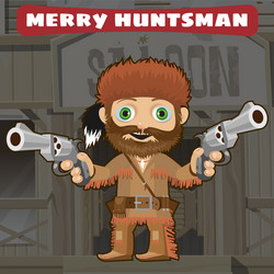 cartoon character of wild west - merry huntsman vector