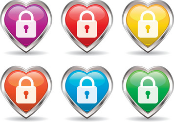 Heart shaped padlocks and keys set Royalty Free Vector Image