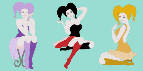 set of 3 hot joker girls vector