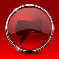 thumb down icon red round shiny button vector