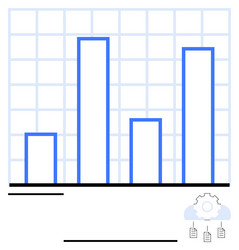 bar graph with vertical bars and gear symbol vector image