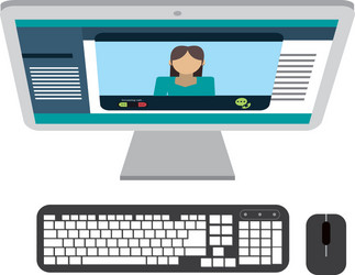 computer desktop pc with keyboard and mouse vector image