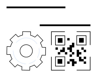gear icon and qr code for technology integration vector image