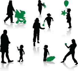Parent and Child Silhouettes Vector Image