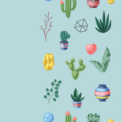seamless pattern with cactuses and succulents vector image