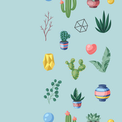 Seamless pattern with cactuses and succulents vector