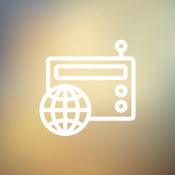 Vintage world radio thin line icon vector