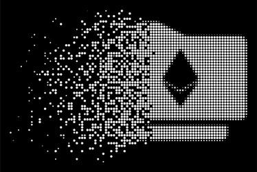white dissolved pixelated halftone ethereum wallet vector image