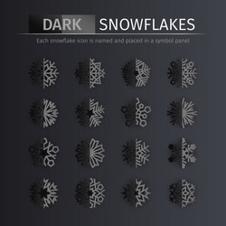 dark gloss snowflakes icons set vector image