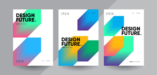 Futuristic bauhaus brochure covers with gradient vector