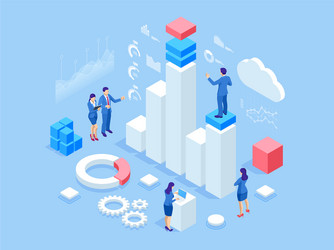 Isometric web banner data analysis and statistics vector