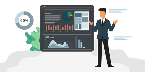 Presentation data analytics concept flat design vector