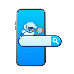 Search bot in cartoon style artificial Royalty Free Vector