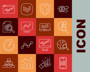 set line mobile with graph search globe data vector image