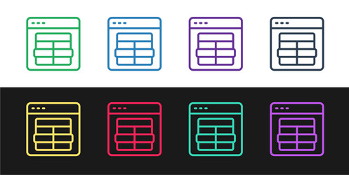 set line mysql code icon isolated on black vector image