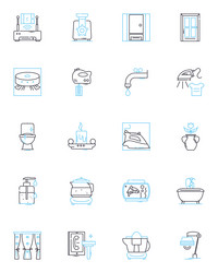 Sofa furniture linear icons set comfort style vector