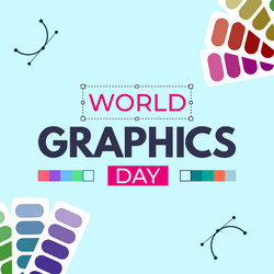 World graphics day text effect with multi-colour vector