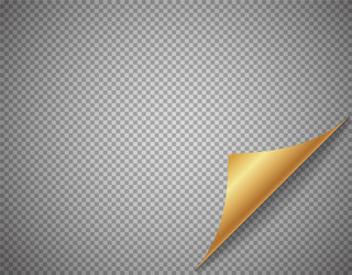 bending gold paper element on transparent vector