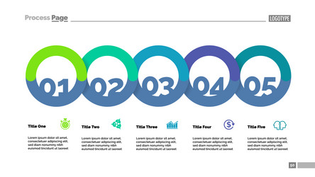 five circle flowchart with description slide vector