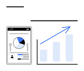 mobile analytics dashboard next to upward business vector image