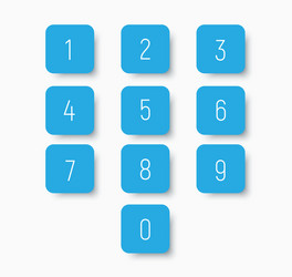 set of blue buttons with numbers from 0 to 9 vector