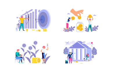 set strategy and return on investment concepts vector image