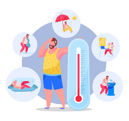 Thirsty man suffer from heatstroke Royalty Free Vector Image