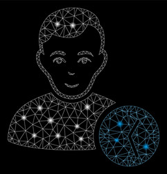 bright mesh 2d user clock with light spots vector image