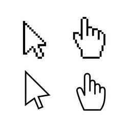 cursor mouse hand icon pixel pointer arrow vector image