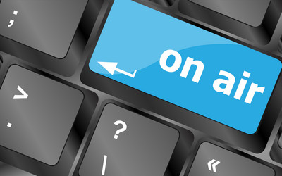radio on air button computer keyboard business vector image