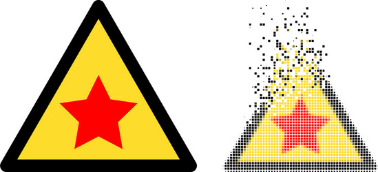 Decomposed dot and original communism star warning vector