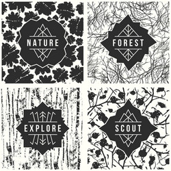 Label design with seamless patterns vector