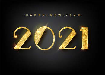 2021 happy new year gold numbers design vector