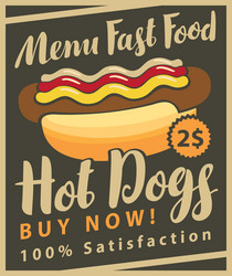 Hot dog in retro style vector