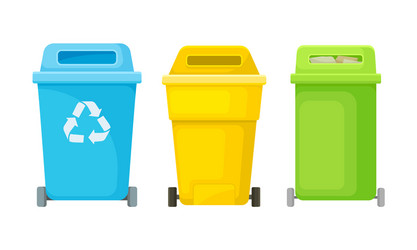 plastic containers for garbage sorting set vector image