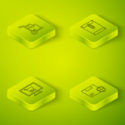 set isometric envelope shopping cart on computer vector image