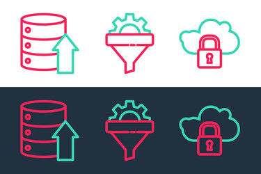 set line cloud computing lock server data web vector image