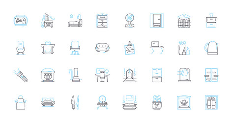 Graphic architecture linear icons set design vector