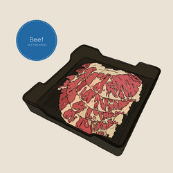 Raw beef meat sliced in tray Royalty Free Vector Image