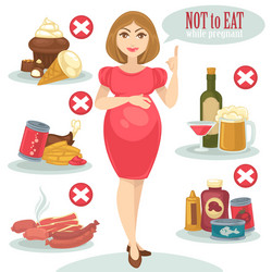 unhealthy food for pregnant woman vector