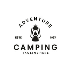 Camping Campfire Logo - Tent & Fire Vector Image