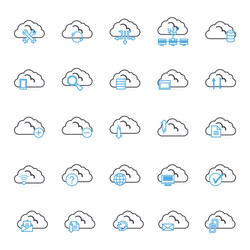 Cloud computing line style icon set design vector