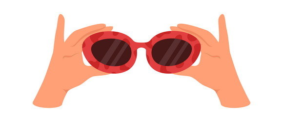 Hand holding sunglasses Royalty Free Vector Image