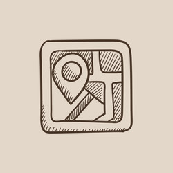 map with pointer sketch icon vector image