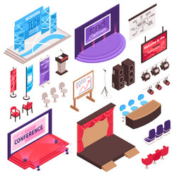 Presentation isometric icon set vector